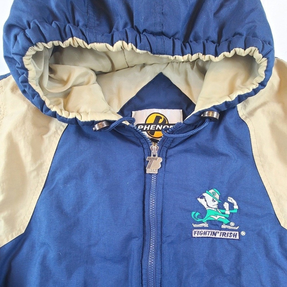 Vintage Phenom Notre Dame Fighting Irish Jacket Men XL Blue Hooded Football NCAA